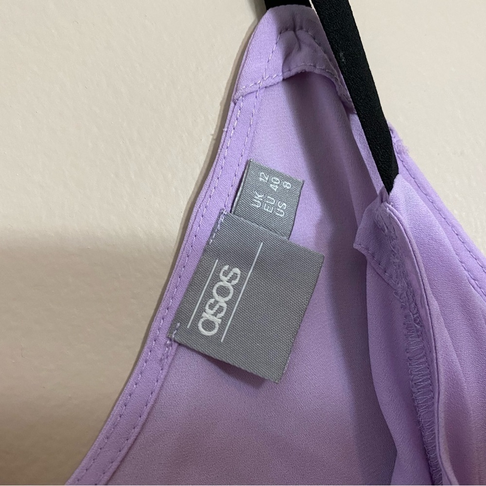 ASOS spaghetti strap lavender blouse ruffles size 8 - Picture 4 of 10